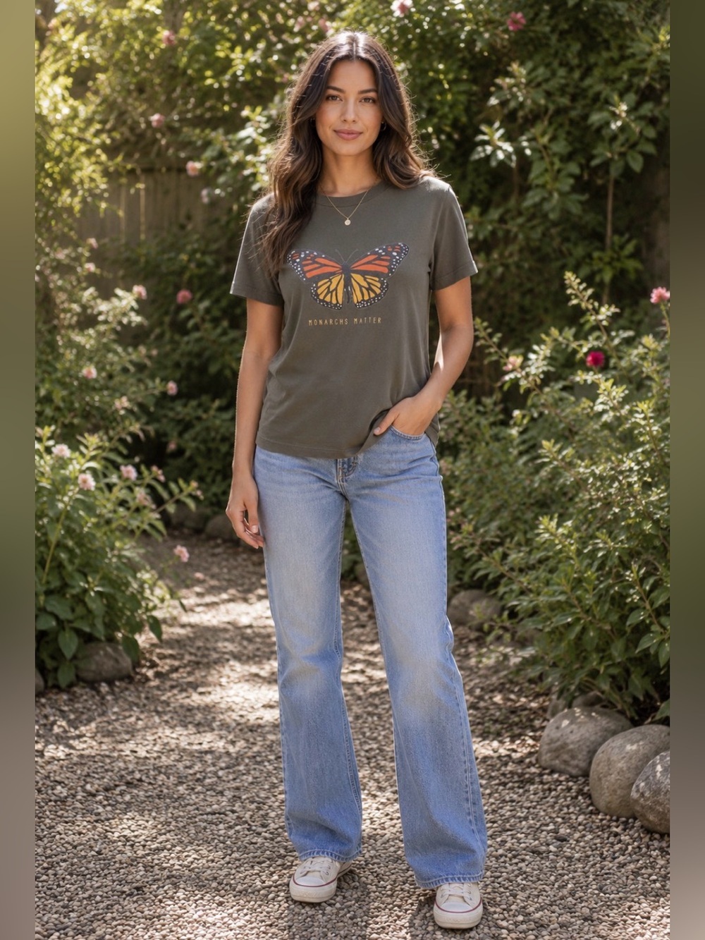 Bella Canvas Olive Green Monarchs Matter Butterfly Tee
